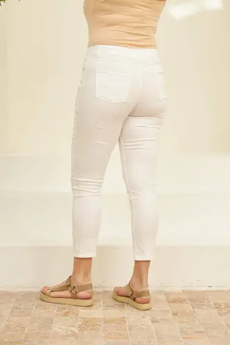 RMG Plus Size White Cotton Pants - 4