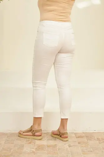 RMG Plus Size White Cotton Pants - 4