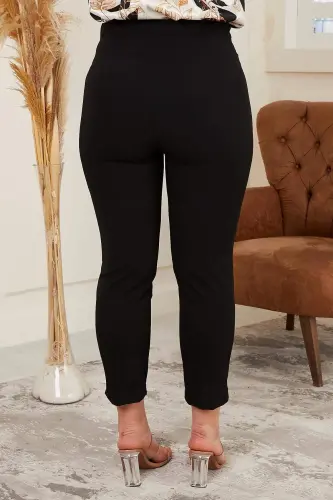 Rmg Wrist Slit Detailed Plus Size Black Fabric Pants - 4