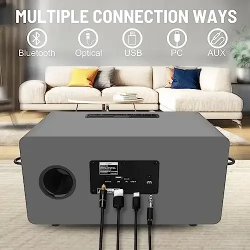 RModazone K222 Karaoke Machine, Connect to TV via Optical or Bluetooth, with Powerful Sound, Deep Bass, 2 UHF Wireless Mics & 5 Music Modes, Support AUX/USB/PC, Great for Music Lovers/Home Party/Meeting - 5