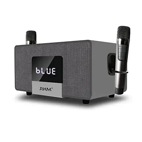 RModazone K222 Karaoke Machine, optik yoki Bluetooth orqali televizorga ulanadi, kuchli ovoz, chuqur bas, 2 ta UHF simsiz mikrofon va 5 ta musiqa rejimi bilan, AUX/USB/PC-ni qo'llab-quvvatlaydi, musiqa ixlosmandlari/uy ziyofati/uchrashuv uchun ajoyib 