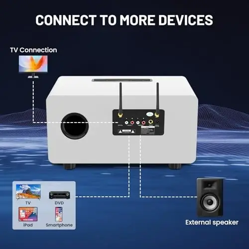 RModazone K222 Karaoke Machine, Connect to TV/Sound Bar/DVD, Support 3 Mics, 90FT Range for Wireless Mic Working, Bass & Treble Adjustable, Support Optical/Bluetooth/Line in/Line Out, for Home Party - 3