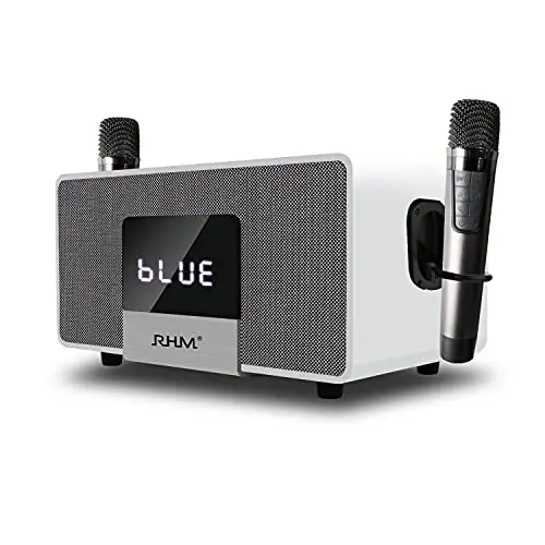 RModazone K222 Karaoke Machine, Connect to TV/Sound Bar/DVD, Support 3 Mics, 90FT Range for Wireless Mic Working, Bass & Treble Adjustable, Support Optical/Bluetooth/Line in/Line Out, for Home Party - 4