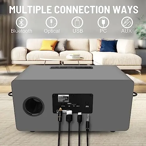 RModazone K222 Karaoke Machine, Connect to TV via Optical or Bluetooth, with Powerful Sound, Deep Bass, 2 UHF Wireless Mics & 5 Music Modes, Support AUX/USB/PC, Great for Music Lovers/Home Party/Meeting - 5