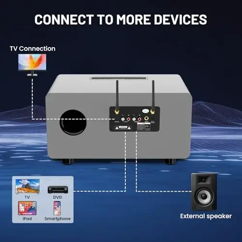 RModazone K222 Karaoke Machine, Connect to TV via Optical or Bluetooth, with Powerful Sound, Deep Bass, 2 UHF Wireless Mics & 5 Music Modes, Support AUX/USB/PC, Great for Music Lovers/Home Party/Meeting - 3