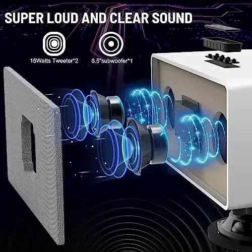 RModazone K222 Karaoke mashinasi, TVga optik yoki Bluetooth orqali ulang, kuchli ovoz, chuqur bas, 2 UHF simsiz mikrofon va 5 xil musiqa rejimi bilan, AUX/USB/PCni qo'llab-quvvatlaydi, uy partiyasi uchun yog'och karaoke karnayi - 2