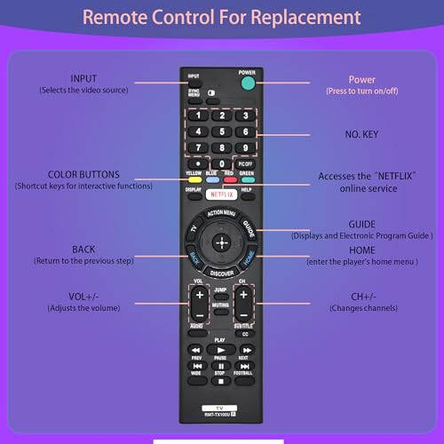 RMT-TX100U Universal Remote Control for Sony TV Remote with Netflix Button, Replacement for All Sony TV and Bravia TVs Remote - 3