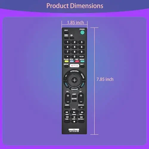 RMT-TX100U Universal Remote Control for Sony TV Remote with Netflix Button, Replacement for All Sony TV and Bravia TVs Remote - 2