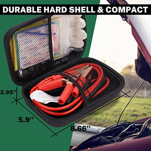 Roadside Assistance Emergency Kit Multipurpose Bag, Premium with Battery Jumper Cable Automotive Kit for Car, Vehicle, Truck or SUV for Men or Women, Black - 3