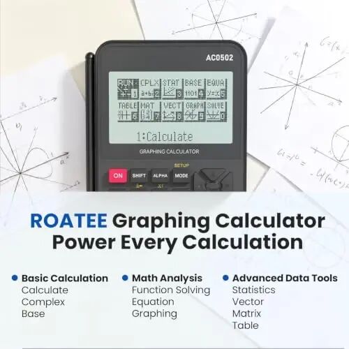 ROATEE Rechargeable Graphing Scientific Calculators with Detachable Notepad | Calculadora Cientifica High College Back to School Essentials Supplies Stuff for Students 3inch Large HD Display - 2
