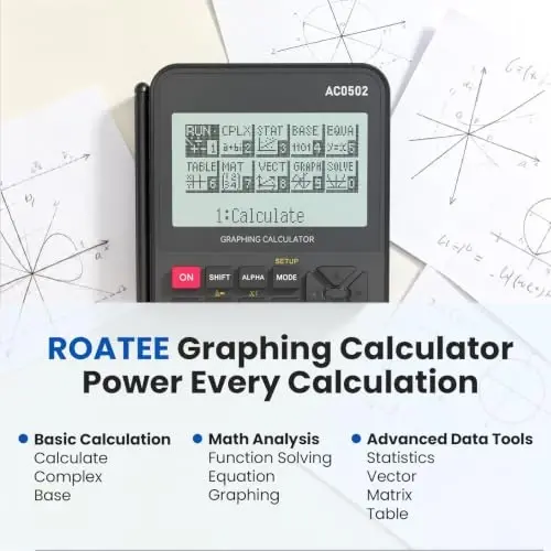 ROATEE Rechargeable Graphing Scientific Calculators with Detachable Notepad | Calculadora Cientifica High College Back to School Essentials Supplies Stuff for Students 3inch Large HD Display - 2