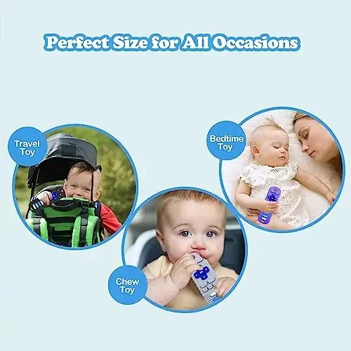 ROBBEAR Baby Teething Toys, Food Grade Silicone Teether for Babies 3 6 12 18 Months, TV Remote Shape Toddlers Chew Toys, Freezer BPA Free (Black+Blue) - 7