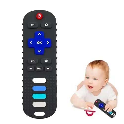 ROBBEAR Baby Teething Toys, Food Grade Silicone Teethers for Babies 3-6 Month, 6-18 Months, TV Remote Control Shaped Teething Toy, Chew Toys for Boys and Girls Teether Toys, Freezer BPA Free - 4