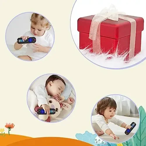 ROBBEAR Baby Teething Toys, Food Grade Silicone Teether for Babies 3 6 12 18 Months, TV Remote Shape Toddlers Chew Toys, Freezer BPA Free (Black+Khaki) 