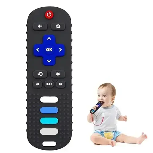 ROBBEAR Baby Teething Toys, Food Grade Silicone Remote Control Teether for Babies 3 6 12 18 Months, TV Remote Shaped Chewing Toys for Boys and Girls, Freezer BPA Free - 3