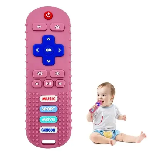 ROBBEAR Baby Teething Toys, Food Grade Silicone Remote Control Teether Toy for Babies 3 6 12 18 Months, TV Remote Shaped Chew Toys for Boys and Girls, Freezer BPA Free - 2