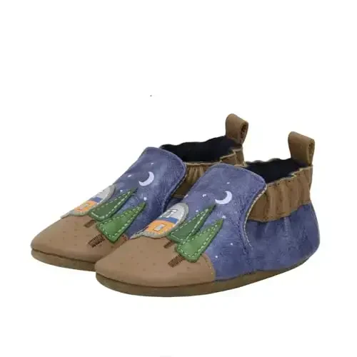 Robeez Baby Boys and Unisex Soft Soles Slip-Resistant Crib Shoes Slippers Moccasins for Infant and Toddler, 0-24 Months 