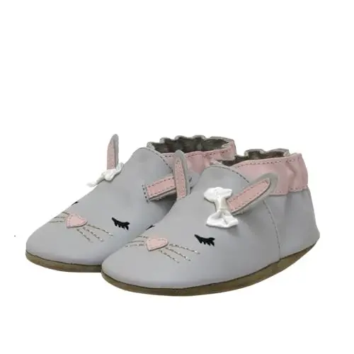 Robeez Baby Girls va Unisex Yumshoq taglikli sirpanishga qarshi krovat poyabzallari, chaqaloqlar va yosh bolalar uchun uy poyabzallari, 0-24 oy - 1