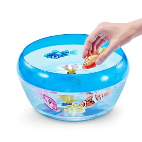 Robo Alive Robo Fish Robotic Swimming Fish (Teal + Orange) by ZURU Water Activated, Changes Color, Comes with Batteries,ModazoneExclusive (2 Pack) Series 3 - 4