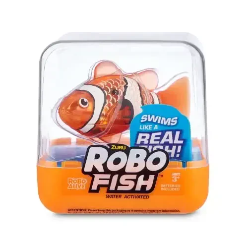 Robo Alive Robo Fish Series 2 (Teal + Orange 2 Pack) by ZURU Robotic Swimming Fish Water Activated, Changes Color, Comes with Batteries,ModazoneExclusive - Teal + Orange (2 Pack), 7165E - 3