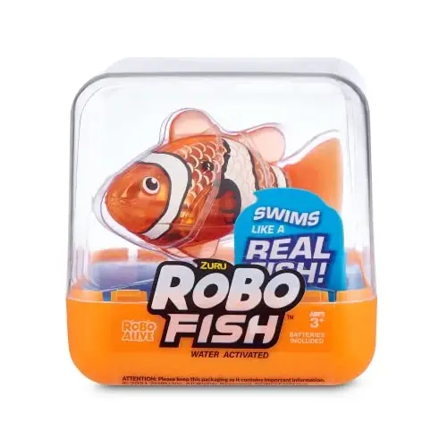 Robo Alive Robo Fish Series 2 (Teal + Orange 2 Pack) by ZURU Robotic Swimming Fish Water Activated, Changes Color, Comes with Batteries,ModazoneExclusive - Teal + Orange (2 Pack), 7165E - 3