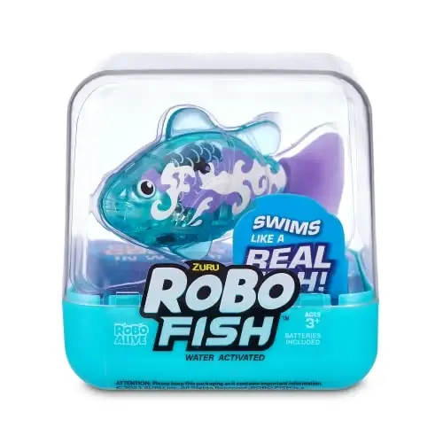 Robo Alive Robo Fish Series 2 (Teal + Orange 2 Pack) by ZURU Robotic Swimming Fish Water Activated, Changes Color, Comes with Batteries,ModazoneExclusive - Teal + Orange (2 Pack), 7165E - ROBO (1)