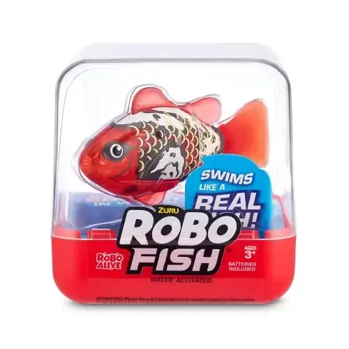 Robo Alive Robo Fish Series 2 (Red + Blue 2 Pack) by ZURU Robotic Swimming Fish Water Activated, Changes Color, Comes with Batteries,ModazoneExclusive - Red + Blue (2 Pack),Multi,7165G - ROBO (1)