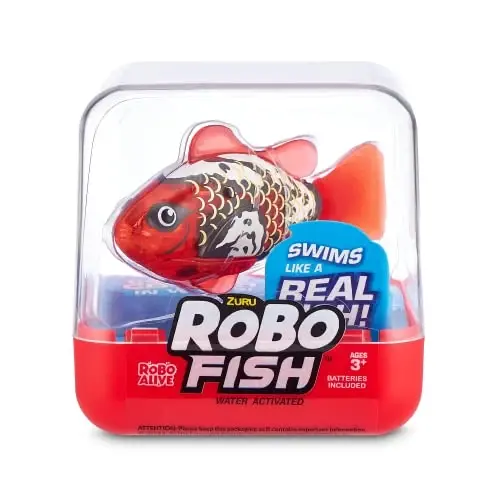 Robo Alive Robo Fish Series 2 (Red + Blue 2 Pack) by ZURU Robotic Swimming Fish Water Activated, Changes Color, Comes with Batteries,ModazoneExclusive - Red + Blue (2 Pack),Multi,7165G - 2