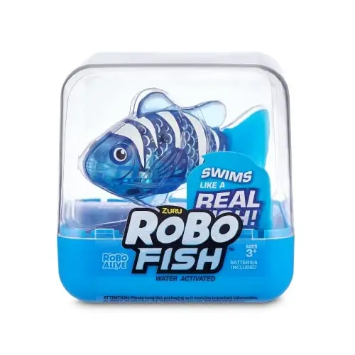 Robo Alive Robo Fish Series 2 (Red + Blue 2 Pack) by ZURU Robotic Swimming Fish Water Activated, Changes Color, Comes with Batteries,ModazoneExclusive - Red + Blue (2 Pack),Multi,7165G - 3