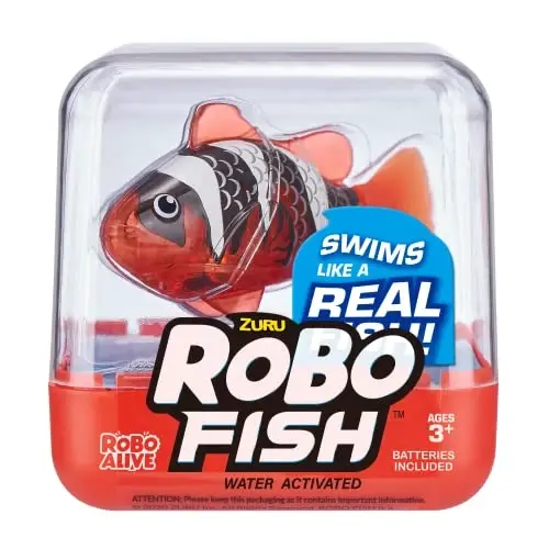 Robo Alive Robo Fish Robotic Swimming Fish (Blue + Red 2 Pack) by ZURU Water Activated, Changes Color, Comes with Batteries,ModazoneExclusive - Blue + Red (2 Pack) - 2