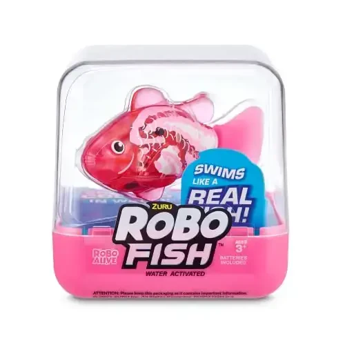 Robo Alive Robo Fish Series 2 (Hot Pink + Pink 2 Pack) by ZURU Robotic Swimming Fish Water Activated, Changes Color, Comes with Batteries,ModazoneExclusive,Multi,7165H - 2