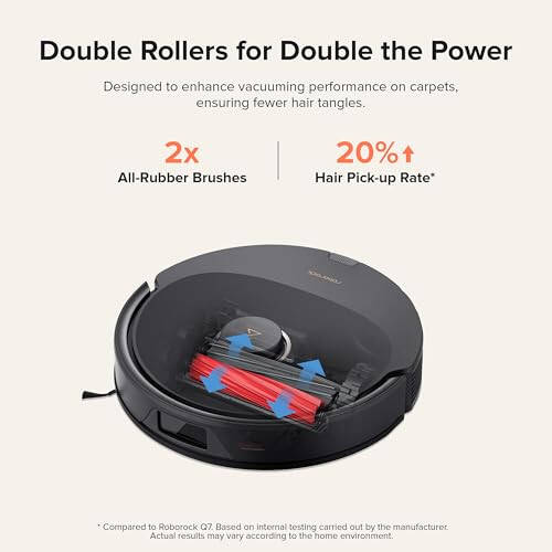 Roborock Q8 Max+, 7 haftaya kadar eller serbest temizlik, otomatik toz boşaltma, Reaktif Teknoloji engel önleme, 5500 Pa emiş gücü, DuoRoller fırça, uygulama kontrollü paspaslama, siyah. - 6