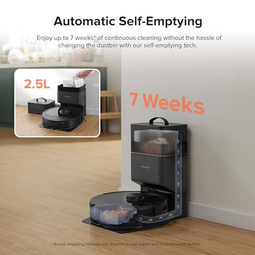 Roborock Q8 Max+, Self-Emptying, Hands-Free Cleaning for up to 7 Weeks, Reactive Tech Obstacle Avoidance, 5500 Pa Suction, DuoRoller Brush, APP-Controlled Mopping, Black. - 2