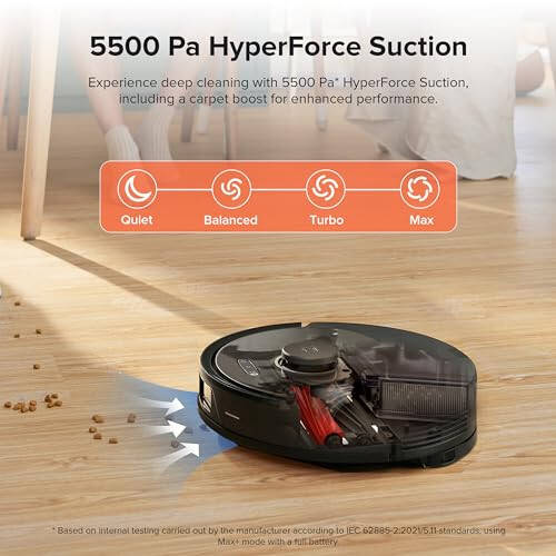 Roborock Q8 Max+, Self-Emptying, Hands-Free Cleaning for up to 7 Weeks, Reactive Tech Obstacle Avoidance, 5500 Pa Suction, DuoRoller Brush, APP-Controlled Mopping, Black. - 5