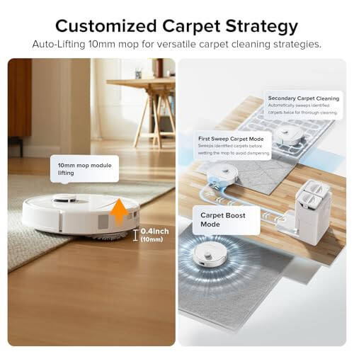 roborock Qrevo Plus Robot Vacuum and Mop with FlexiArm Design Edge Mopping, Self-Emptying, 10 mm Liftable Mops, Auto Mop Washing & Drying, Reactive Tech Obstacle Avoidance, 7,000 Pa Suction, White - 6