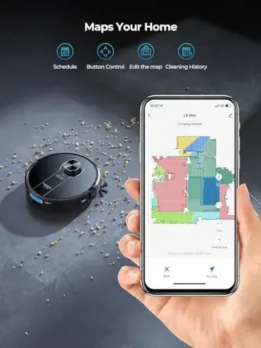 Робот-пылесос Laresar Clean, 3 в 1 с функцией самоочистки на 60 дней, навигация LiDAR, мощность всасывания 3500 Па, Wi-Fi/приложение/Alexa, идеально подходит для шерсти домашних животных, ковров и твердых полов - 4