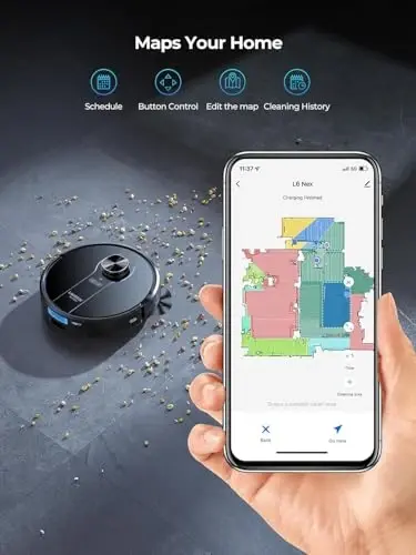 Робот-пылесос Laresar Clean, 3 в 1 с функцией самоочистки на 60 дней, навигация LiDAR, мощность всасывания 3500 Па, Wi-Fi/приложение/Alexa, идеально подходит для шерсти домашних животных, ковров и твердых полов - 4