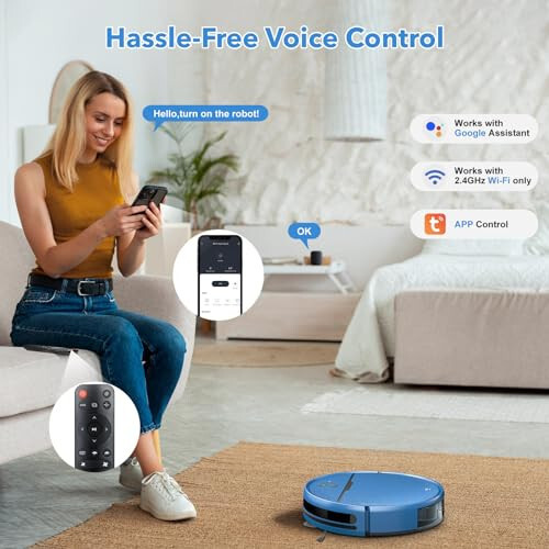 Robot Vacuum and Mop Combo, 2 in 1 Mopping Robot Vacuum Cleaner Compatible with WiFi/App, Robotic Vacuum Up to 2300Pa Suction, Self-Charging, Slim, Ideal for Hard Floor, Pet Hair, Low Pile Carpet - 3