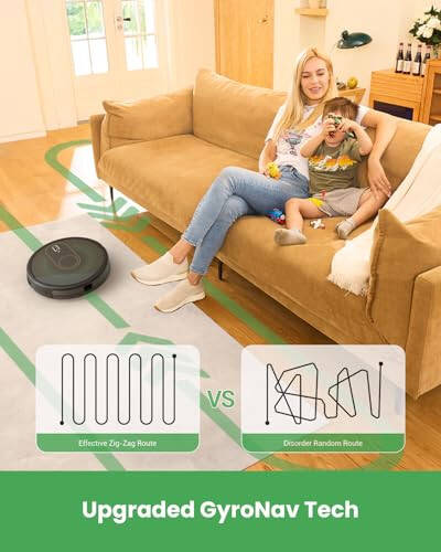 Robot Vacuum and Mop Combo, 2 in 1 Mopping Robot with Watertank and Dustbin, Gyro Navigation, Max 120Mins, App/Voice/Remote, Self-Charging Robotic Vacuum Cleaner, Good for Hard Floor, Low-Pile Carpet - 4