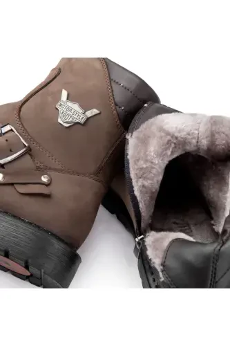 Rock Haqiqiy Teri Erkak Bogʻichsiz Koʻrklü Postal Bot, Harley Bot-Qahva Nubuk - 4