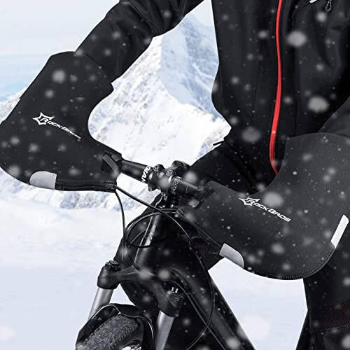 ROCKBROS Bike Handlebar Mittens Bicycle Pogies Winter Thermal Cover Cycling Hand Warm Windproof Cold Weather Mittens for MTB Mountain Bike Motor - 2