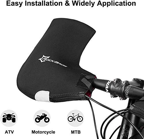 ROCKBROS Bike Handlebar Mittens Bicycle Pogies Winter Thermal Cover Cycling Hand Warm Windproof Cold Weather Mittens for MTB Mountain Bike Motor - 4