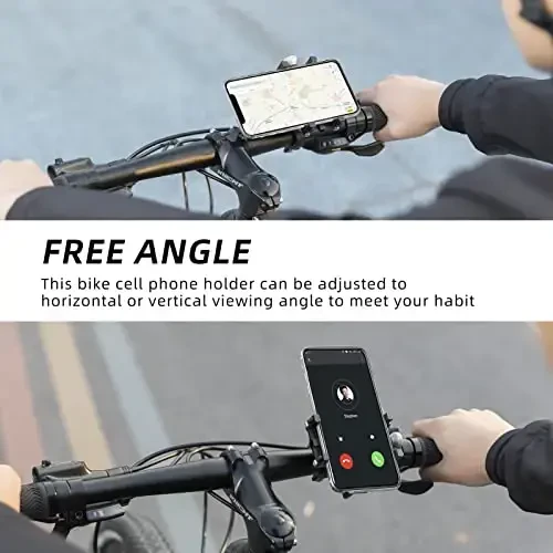 ROCKBROS Bike Phone Holder, Motorcycle Phone Mount, Anti-Shake Cell Phone Holder, 360° Adjustable for iPhone 16, 15 Pro Max/Plus, S9, S10 and More 4.7