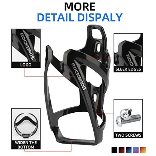 ROCKBROS Bike Water Bottle Holder Ultra-Light Bicycle Bottle Cages with Screws Tool, Universal Bike Cup Holder for Road MTB Mountain Bikes Cycling Accessories（2 Pack） - 3
