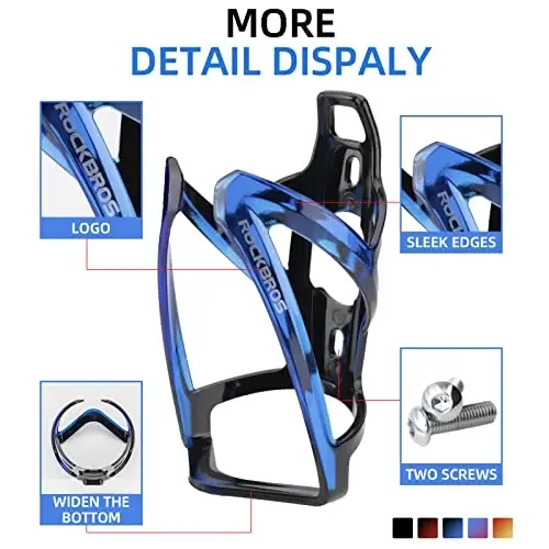 ROCKBROS Bike Water Bottle Holder Ultra-Light Bicycle Bottle Cages with Screws Tool, Universal Bike Cup Holder for Road MTB Mountain Bikes Cycling Accessories（2 Pack） - 3