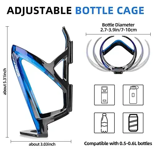 ROCKBROS Bike Water Bottle Holder Ultra-Light Bicycle Bottle Cages with Screws Tool, Universal Bike Cup Holder for Road MTB Mountain Bikes Cycling Accessories（2 Pack） - 2