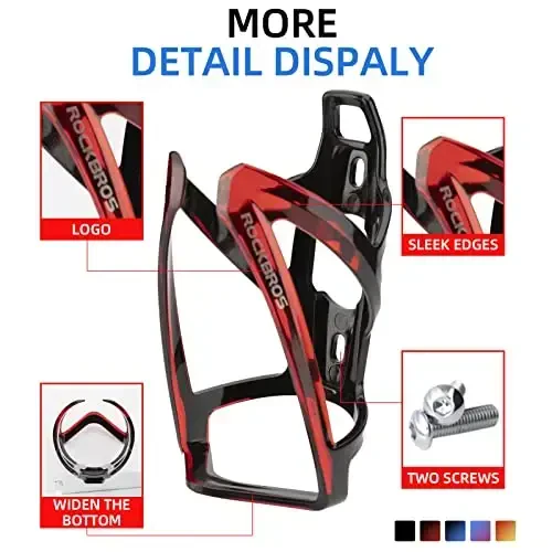 ROCKBROS Bike Water Bottle Holder Ultra-Light Bicycle Bottle Cages with Screws Tool, Universal Bike Cup Holder for Road MTB Mountain Bikes Cycling Accessories（2 Pack） - 3