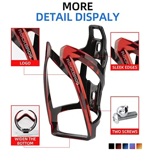 ROCKBROS Bike Water Bottle Holder Ultra-Light Bicycle Bottle Cages with Screws Tool, Universal Bike Cup Holder for Road MTB Mountain Bikes Cycling Accessories（2 Pack） - 3