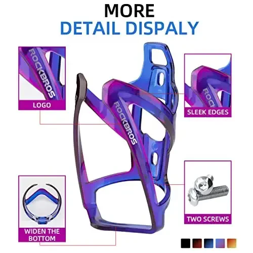 ROCKBROS Bike Water Bottle Holder Ultra-Light Bicycle Bottle Cages with Screws Tool, Universal Bike Cup Holder for Road MTB Mountain Bikes Cycling Accessories（2 Pack） - 3