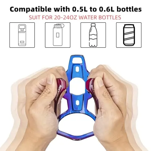 ROCKBROS Bike Water Bottle Holder Ultra-Light Bicycle Bottle Cages with Screws Tool, Universal Bike Cup Holder for Road MTB Mountain Bikes Cycling Accessories（2 Pack） - 5